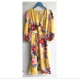 eliza j floral print faux wrap dress